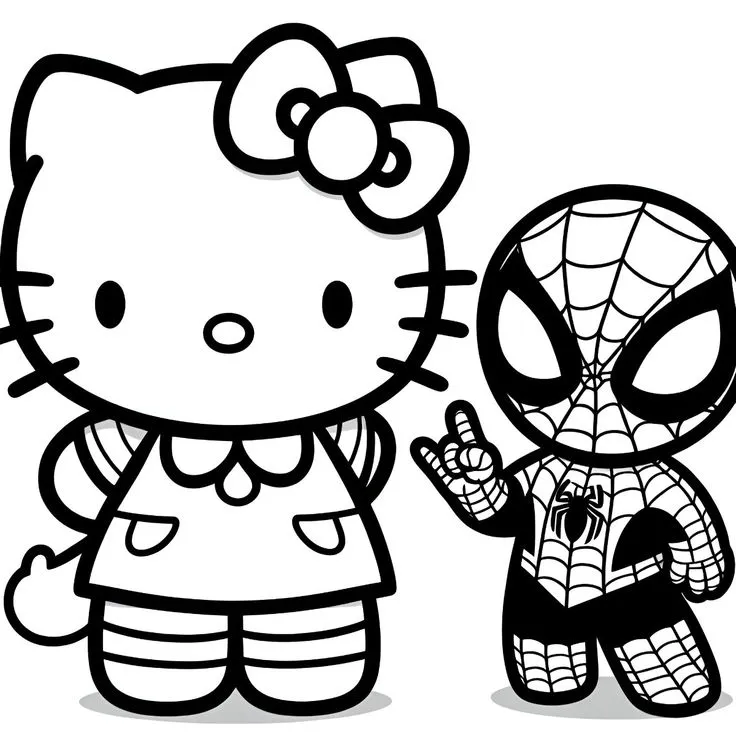 Hello Kitty dressed as Spider Man