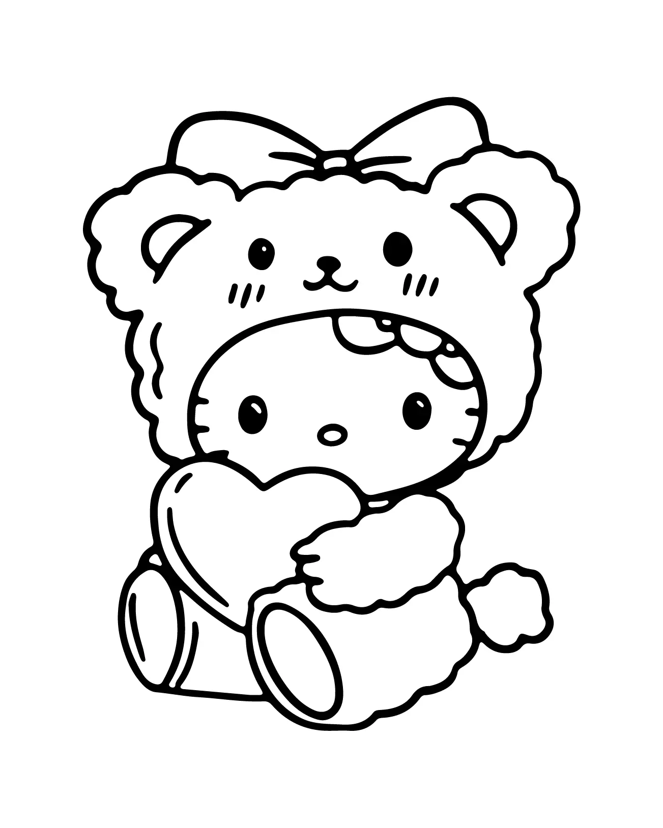 Hello Kitty dressed as a bear